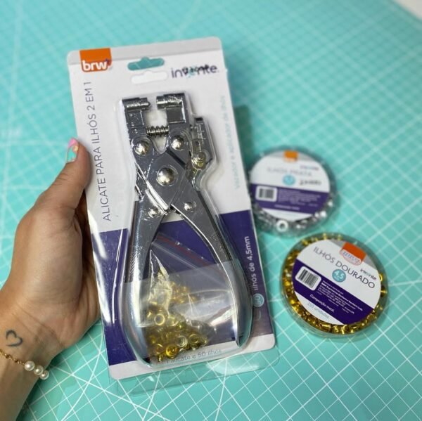PINZA PARA COLOCAR OJALES + SACABOCADO BRW METAL + 50 OJALES GRATIS! - Imagen 2