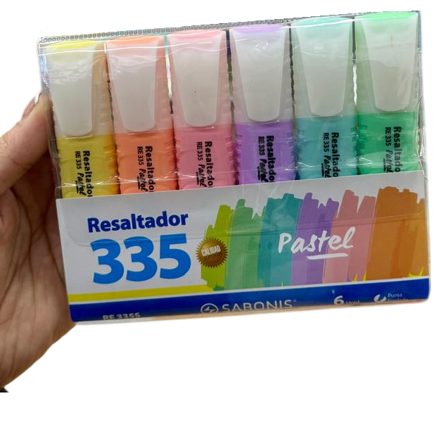 Resaltadores Chatos SABONIS PASTEL x 6 colores