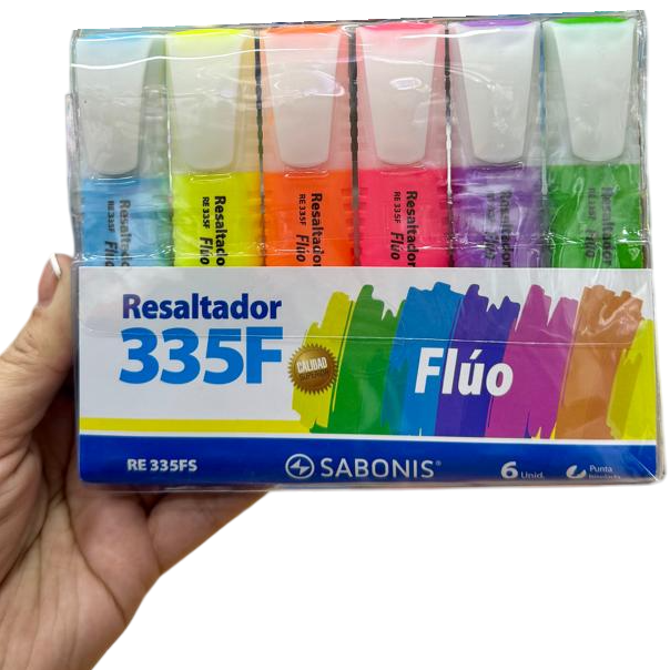 Resaltadores Chatos SABONIS FLÚO x 6 colores