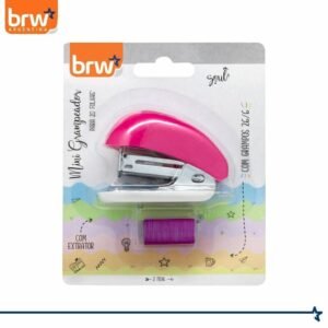 ABROCHADORA BRW ** ROSA NEÓN ** + BROCHES 26/6 (Para 20 Hojas)
