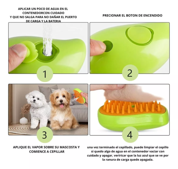 Cepillo para Mascotas - Vapor - Masajeador - Limpieza y Cuidado Animal RECARGABLE - Imagen 2