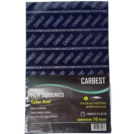 Papel Carbonico CARBEST * AZUL * X 10 UNIDADES Tamaño Oficio
