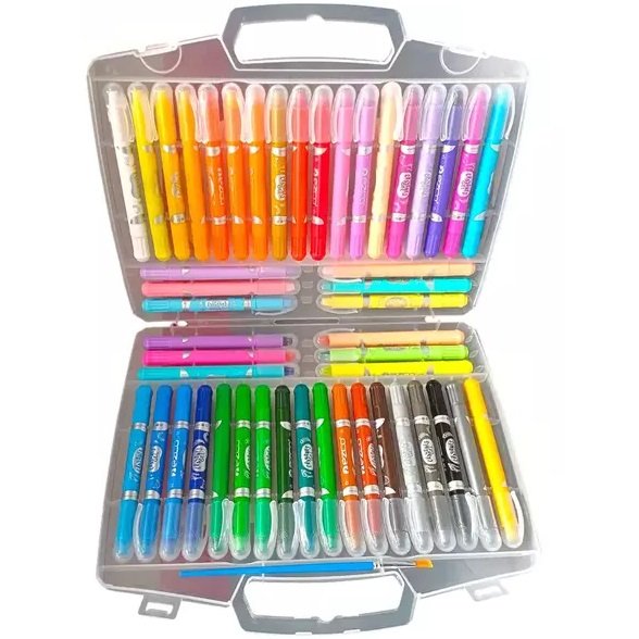 Valija de Crayones en Gel EZCO x 48 + Piincel - 3 en 1 - Acuarelables