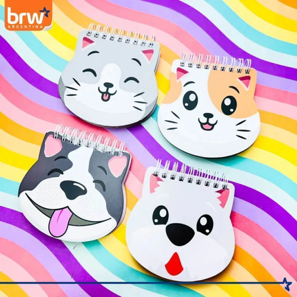 LIBRETA BRW - ANIMALITOS - C/ ESPIRAL 10 X 10 PET 80 HOJAS