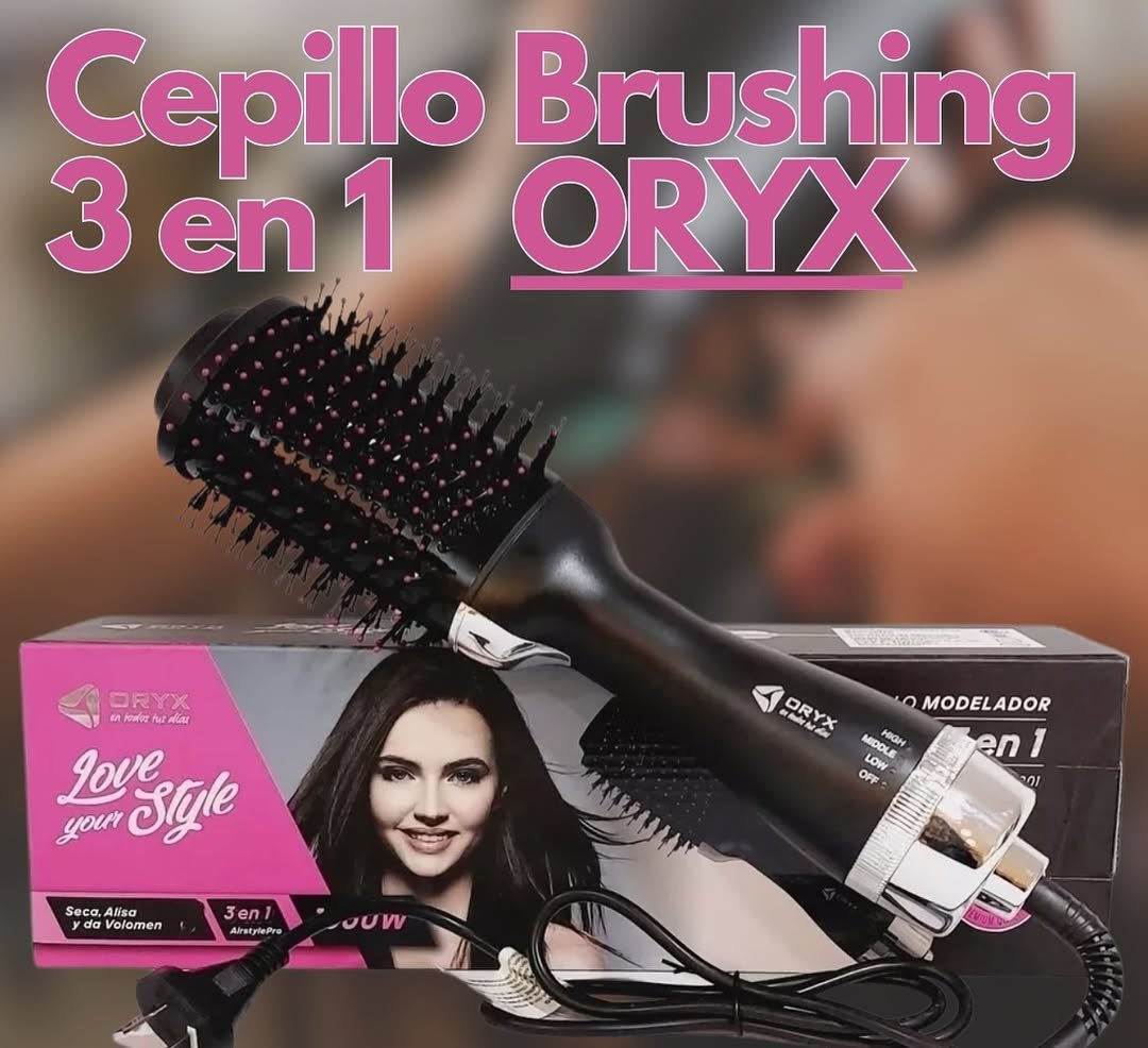 Cepillo 3 en 1 "ORYX 1000w" Alisador Secador Voluminizador De Cabello Brushing Electrico