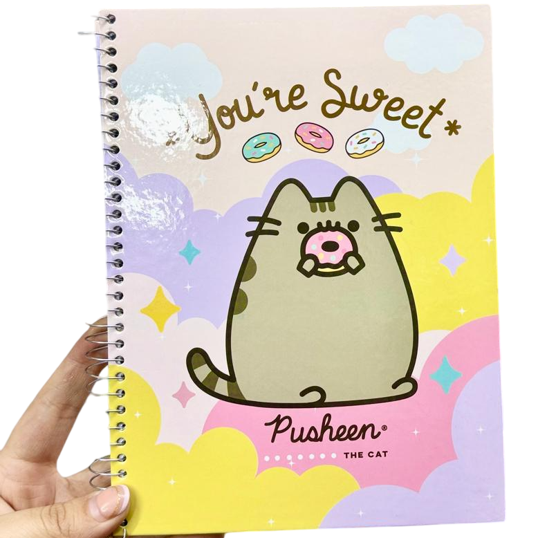 CUADERNOS C/ ESPIRAL 16 X 21 ” GATITO PUSHEEN ” A5