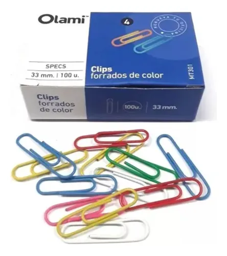 Clips OLAMI FORRADOS ** COLORES ** N° 4 (33mm) Cajita x 100 unidades