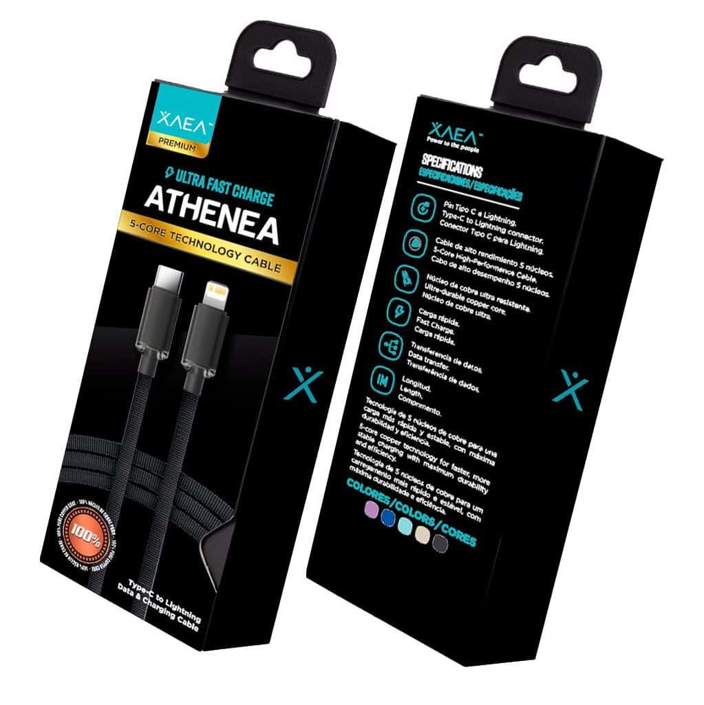 Cable XAEA ATHENEA Tipo " C " a Lightning Carga Ultra Rapida Reforzado Iphone