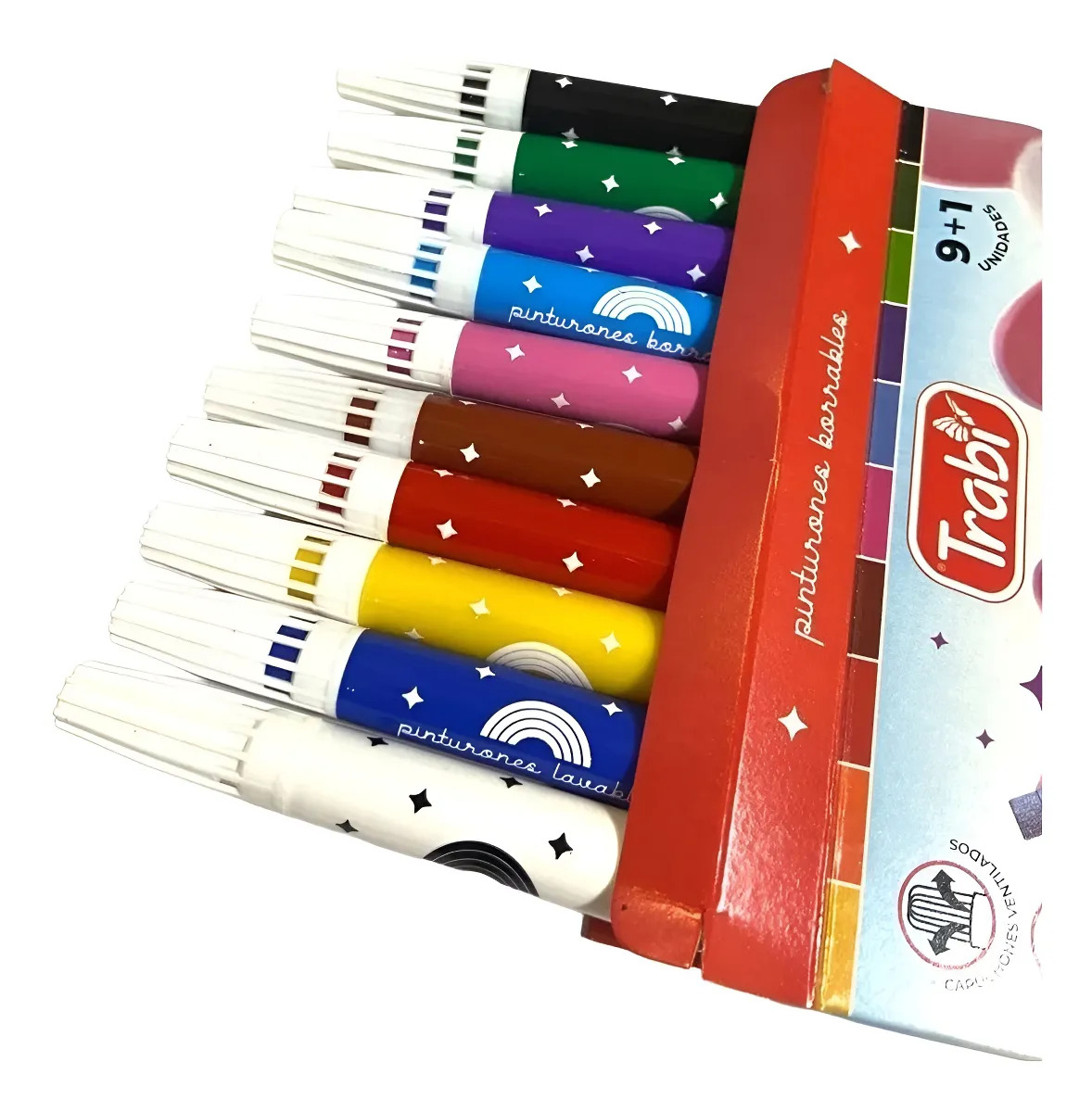 MARCADORES TRABI BORRABLES X 10 (INCLUYE BORRA FIBRA) Punta Conica - Imagen 3