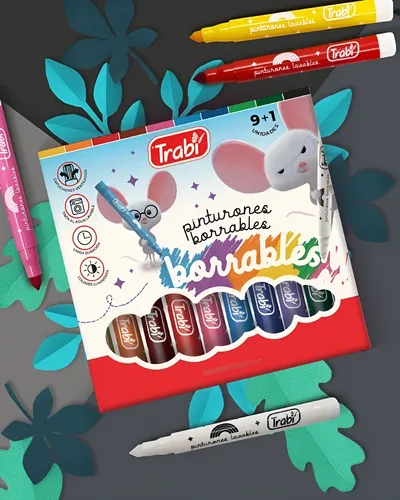 MARCADORES TRABI BORRABLES X 10 (INCLUYE BORRA FIBRA) Punta Conica - Imagen 4