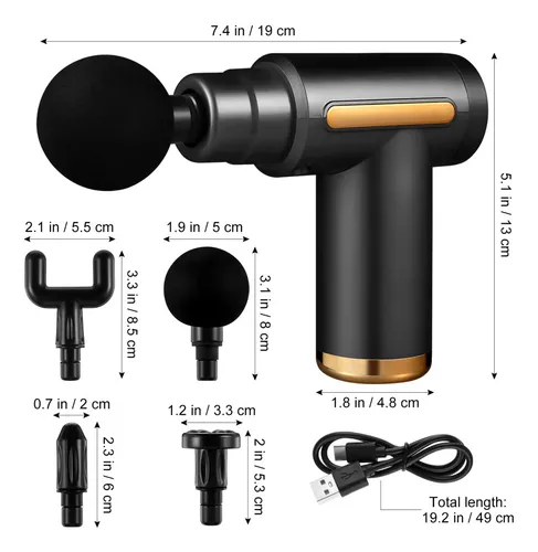 Pistolas para Masajes - MASSAGE GUN - 4 Cabezales Intercambiables * Muscular / Cuerpo / Facial * Recargable - Imagen 4