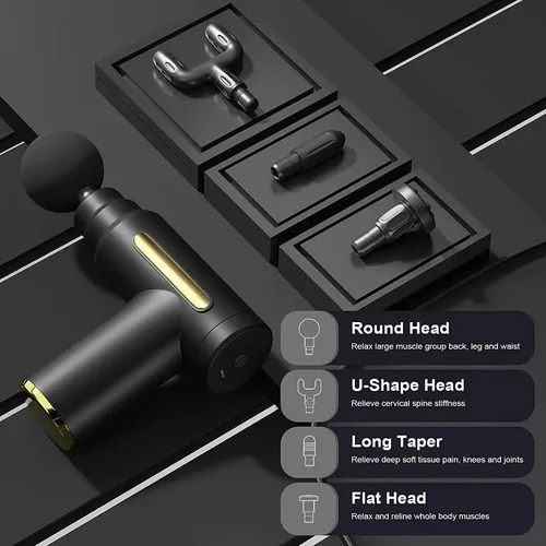 Pistolas para Masajes - MASSAGE GUN - 4 Cabezales Intercambiables * Muscular / Cuerpo / Facial * Recargable - Imagen 6