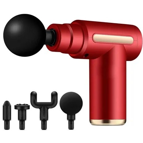 Pistolas para Masajes - MASSAGE GUN - 4 Cabezales Intercambiables * Muscular / Cuerpo / Facial * Recargable