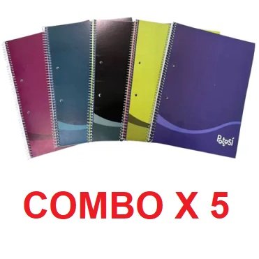 COMBO REVENDEDORES x 5 CUADERNILLOS * ONIX / ASAMBLEA * C/ ESPIRAL FLEXIBLE UNIVERSITARIO A4 80 HOJAS