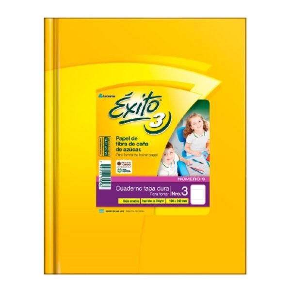 Cuaderno Tapa Dura EXITO 50 HOJAS RAYADO AMARILLO (TAMAÑO GRANDE N°3 / A3) 19x24