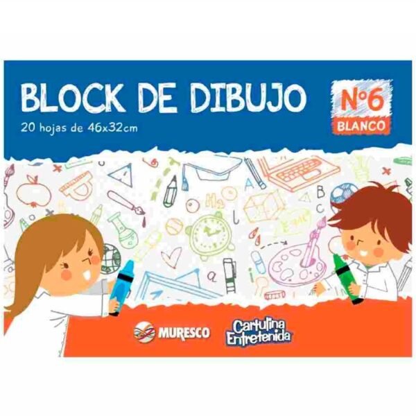 BLOCK DE DIBUJO "MURESCO” NUMERO 6 BLANCO ( 20 HOJAS) // GRANDE //