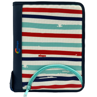 Carpetas A4 C/ Cierre " Rayado Azul C/ Bolsillo " 2 anillos  College *Cod 508*