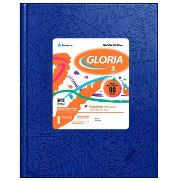 Cuaderno Tapa Dura Forrado Araña // GLORIA 48 HOJAS RAYADO (90 Gramos)