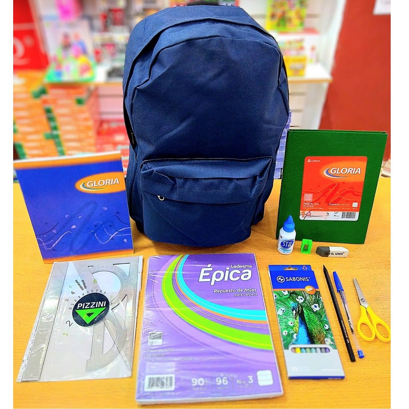 MEGA KIT ECONOMICO 2025 Mochila + Repuesto escolar + Cuaderno Tapa dura + Cuaderno Tapa Flexible + Set de geometría + Lápices y Útiles Varios