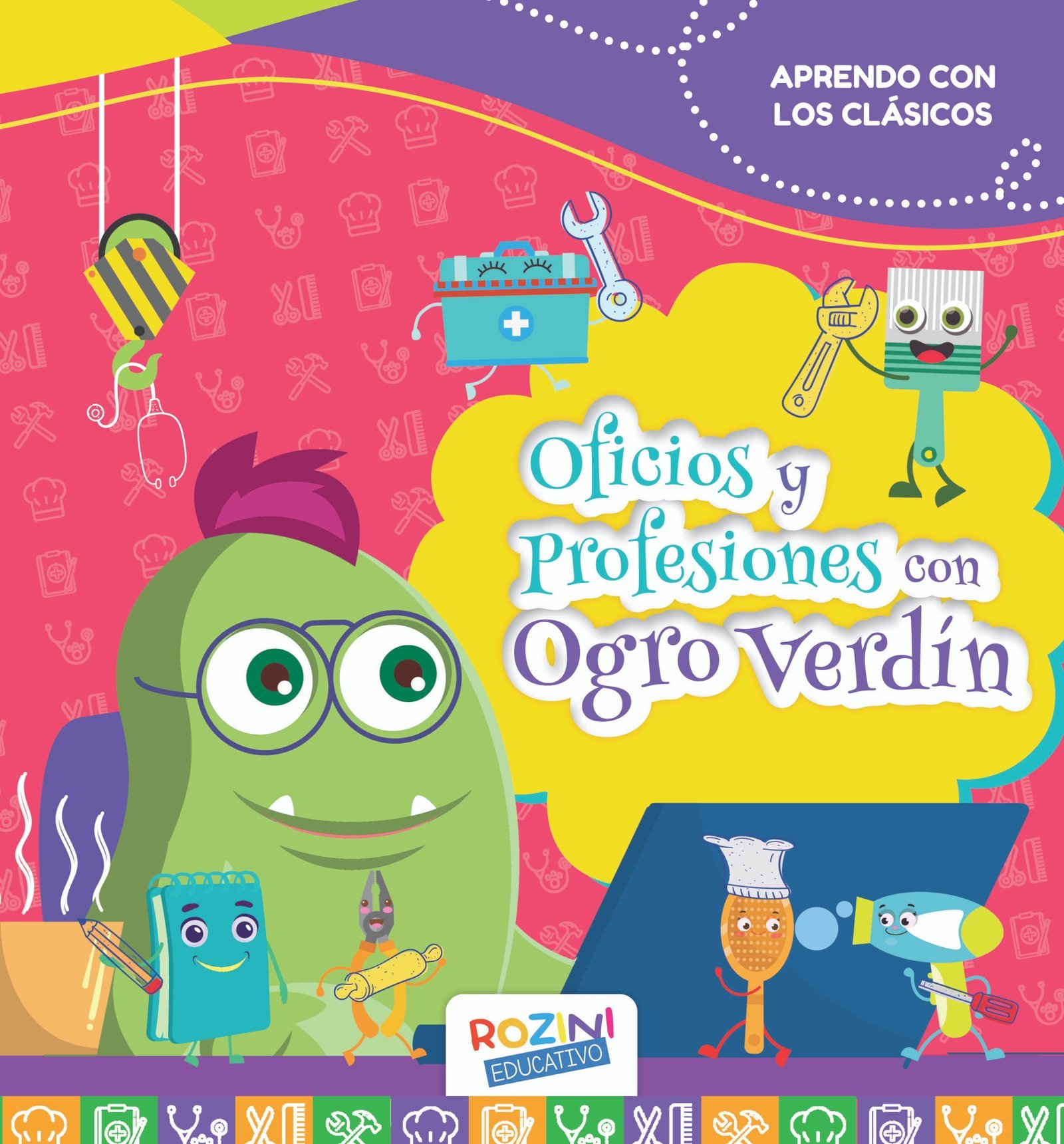 LIBROS * OFICIOS Y PROFESIONES CON OGRO VERDIN * ROZINI 25X23 - 24 PAGINAS