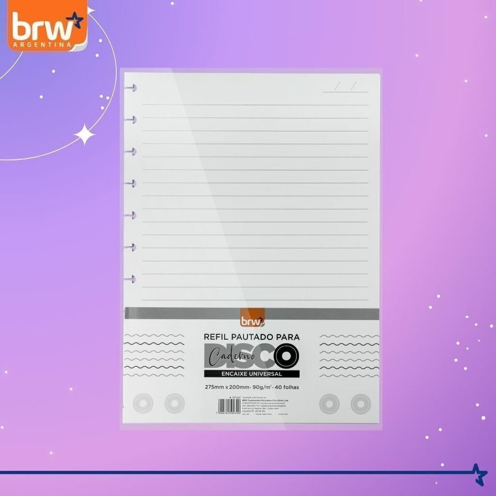 Repuesto Discos * Rayado * Para Cuaderno Inteligente x 40 Hojas Tamaño A4 90 Gr
