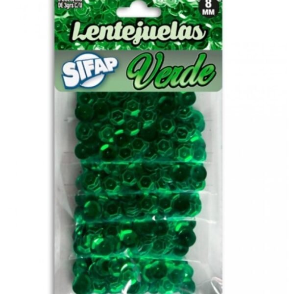 Lentejuelas Sifap *VERDE* x 5 sobres x Color