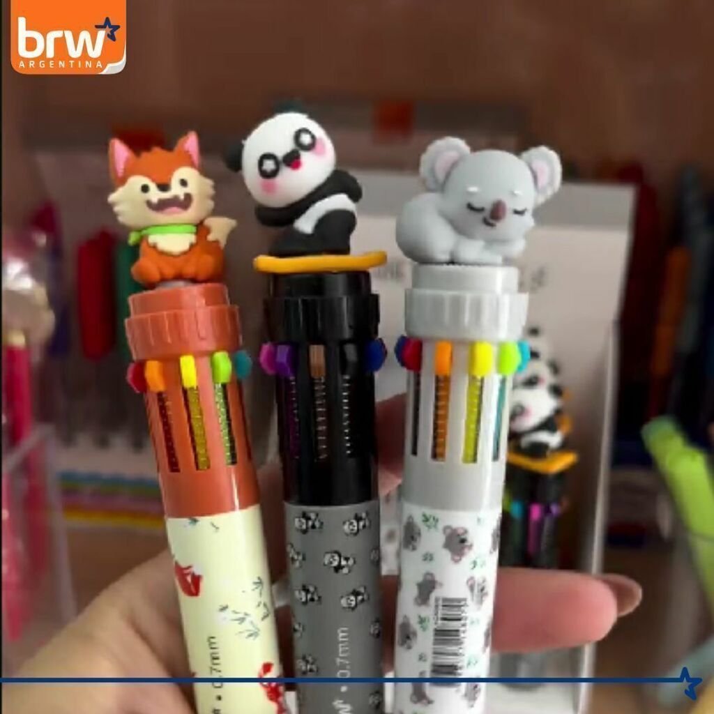Lapiceras BRW "Osito Panda" Retractil x 10 Colores
