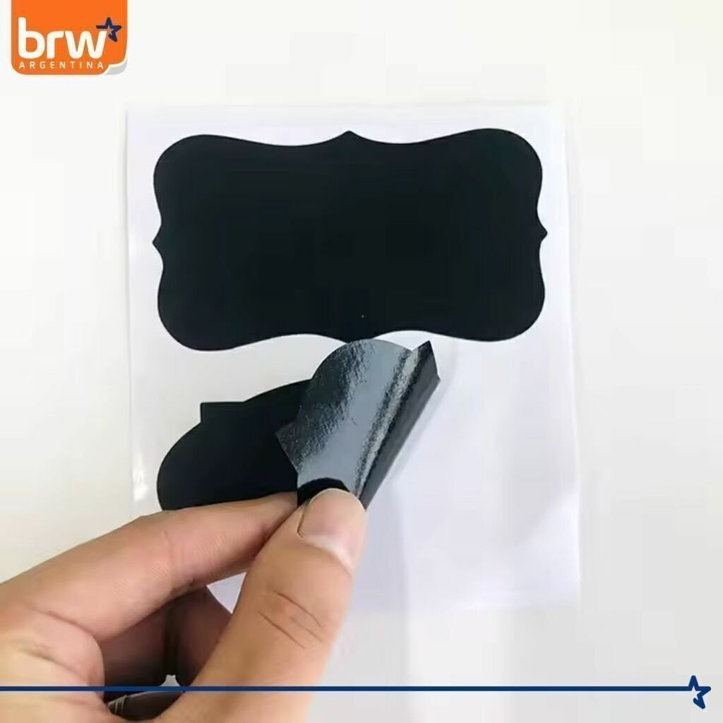 Notas Adhesivas BRW * PARA FRASCOS * NEGRAS X 6 UNIDADES