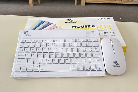 Combo Mini Inalámbrico * BLANCO * RECARGABLE ( Teclado Recargable+ Mouse ) Pc Notebook Celular Tablet