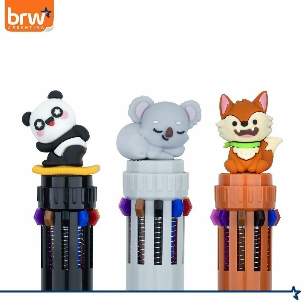 Lapiceras BRW "Osito Panda" Retractil x 10 Colores
