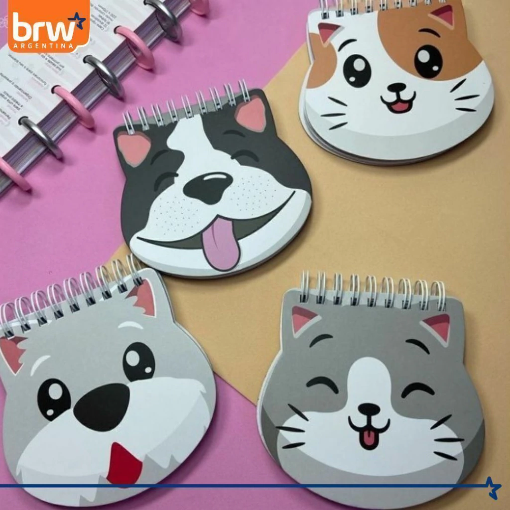 LIBRETA BRW - ANIMALITOS - C/ ESPIRAL 10 X 10 PET 80 HOJAS
