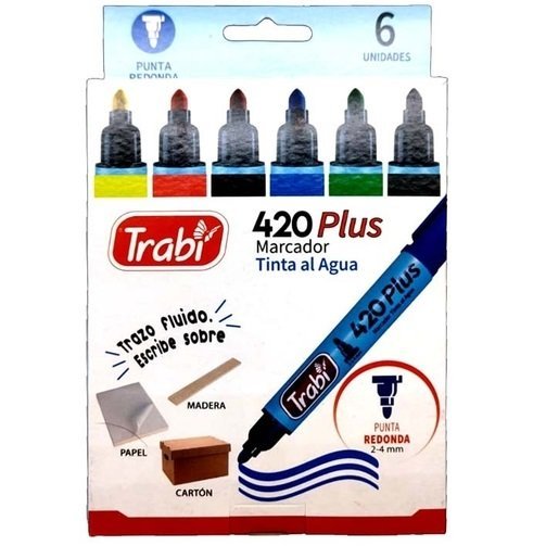 Marcadores Trabi CLASICOS x 6 (Punta Redonda)