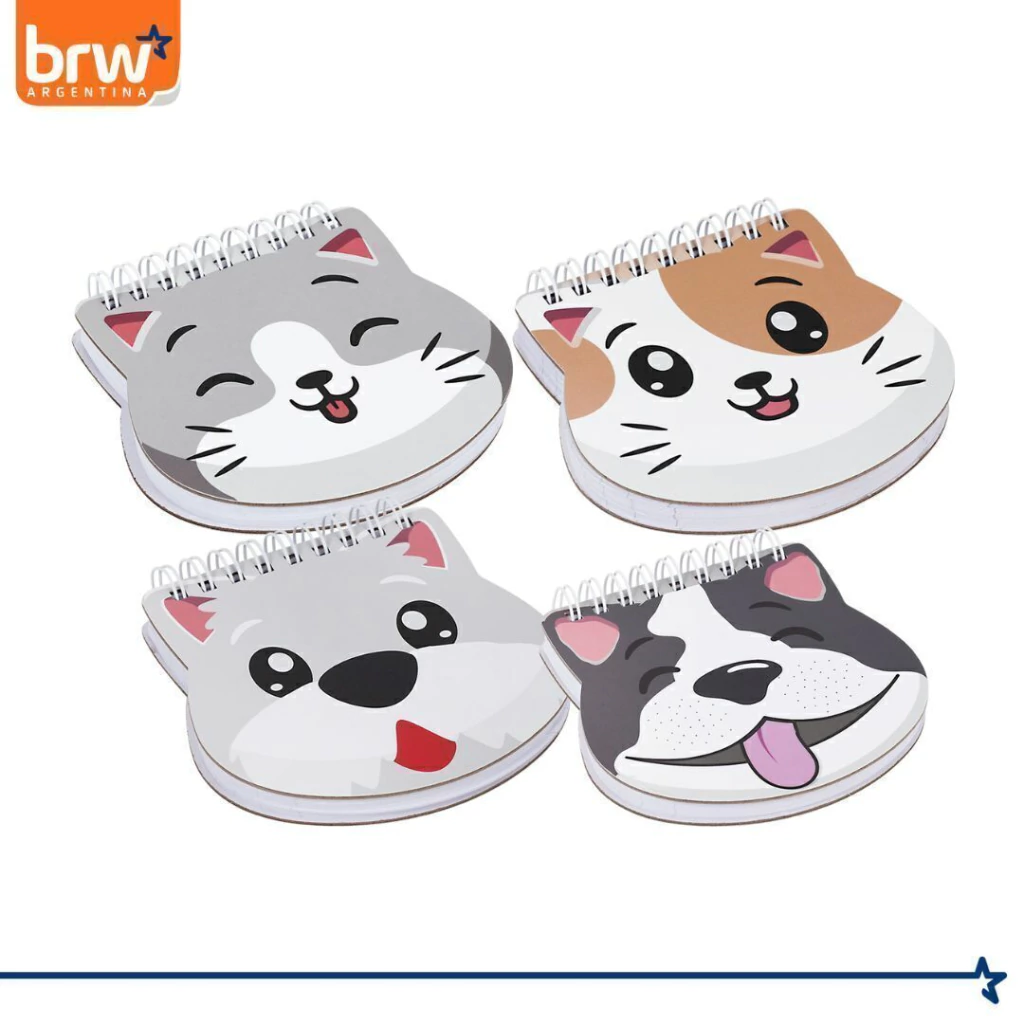 LIBRETA BRW - ANIMALITOS - C/ ESPIRAL 10 X 10 PET 80 HOJAS
