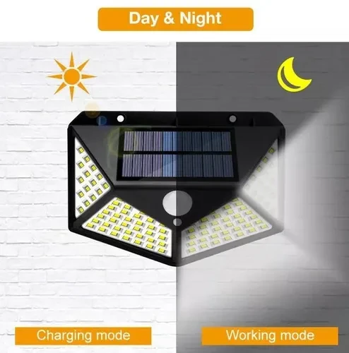 Lampara Exterior * Con Sensor de Movimiento * Carga Solar (100 LED) BK-100 * Resiste la intemperie *