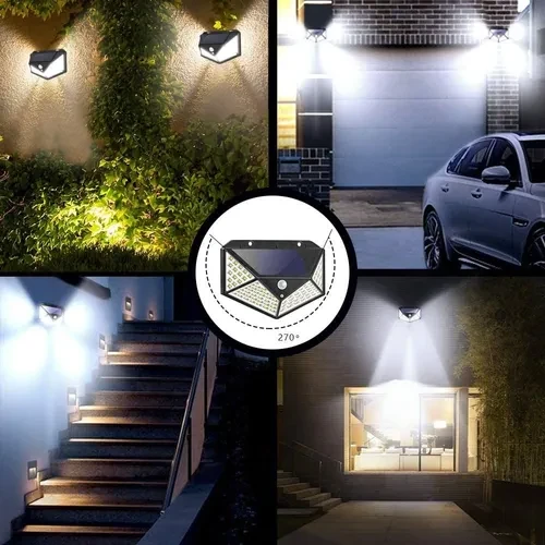 Lampara Exterior * Con Sensor de Movimiento * Carga Solar (100 LED) BK-100 * Resiste la intemperie *
