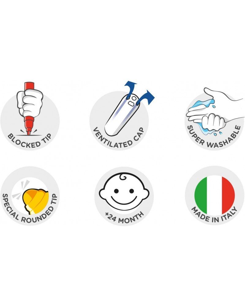 Fibras Gruesas " CARIOCA BABY " x 6 JUMBO PREMIUM (+2 AÑOS) PUNTA BLOQUEADA -ITALIANOS- CALIDAD //AGARRE FACIL PRIMERAS INFANCIAS//