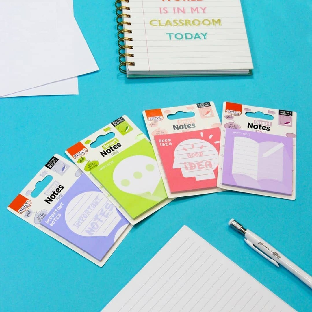 Notas Adhesivas BRW 75 x 75 "HAPPY NOTES" Troqueladas 2 en 1