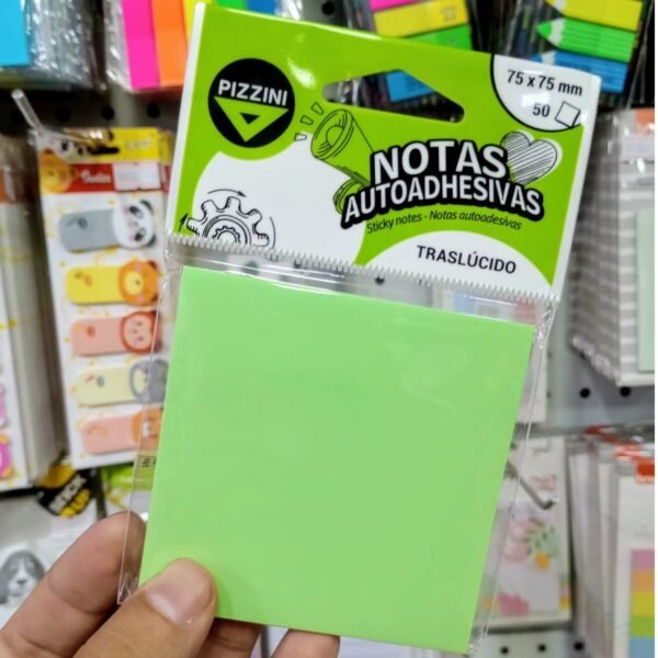Notas Adhesivas PIZZINI "PASTEL TRASLUCIDAS" 75 x 75 (TRANSPARENTES - RESALTADOR)