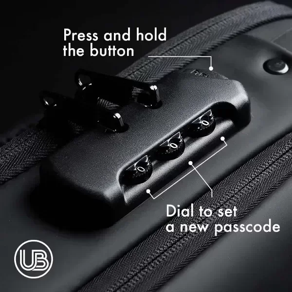 Pechera Cruzada de Seguridad * Gris Combinado Antirrobo * Reforzada + USB + Candado de combinación