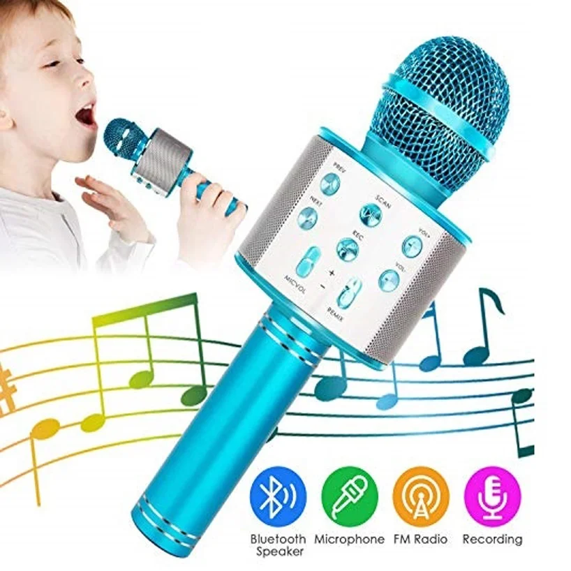 Micrófono Bluetooth Karaoke " CELESTE " C/ Parlante Incluido + Función Remix WS - 858