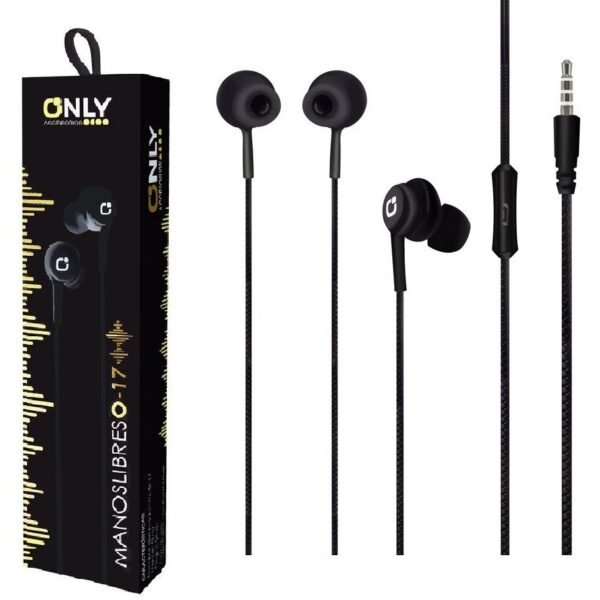 Auriculares Reforzados ** ONLY MOD 17 NEGRO ** c/ Micrófono (Entelado) - Calidad de sonido -