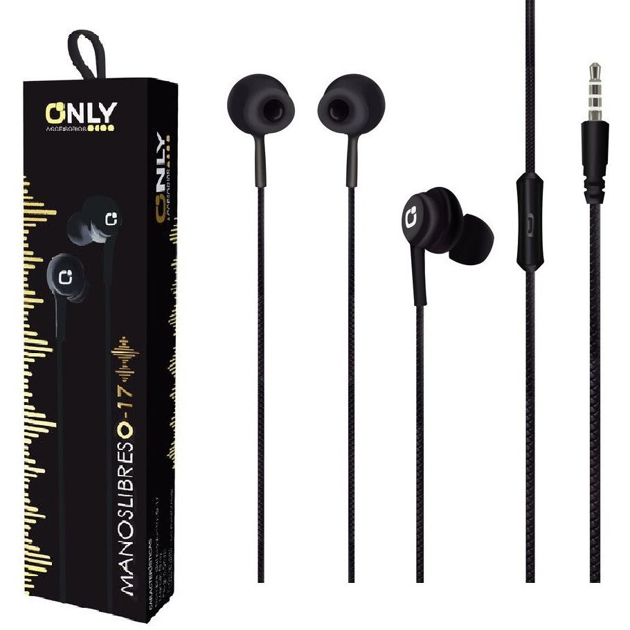 Auriculares Reforzados ** ONLY MOD 17 NEGRO ** c/ Micrófono (Entelado) - Calidad de sonido -