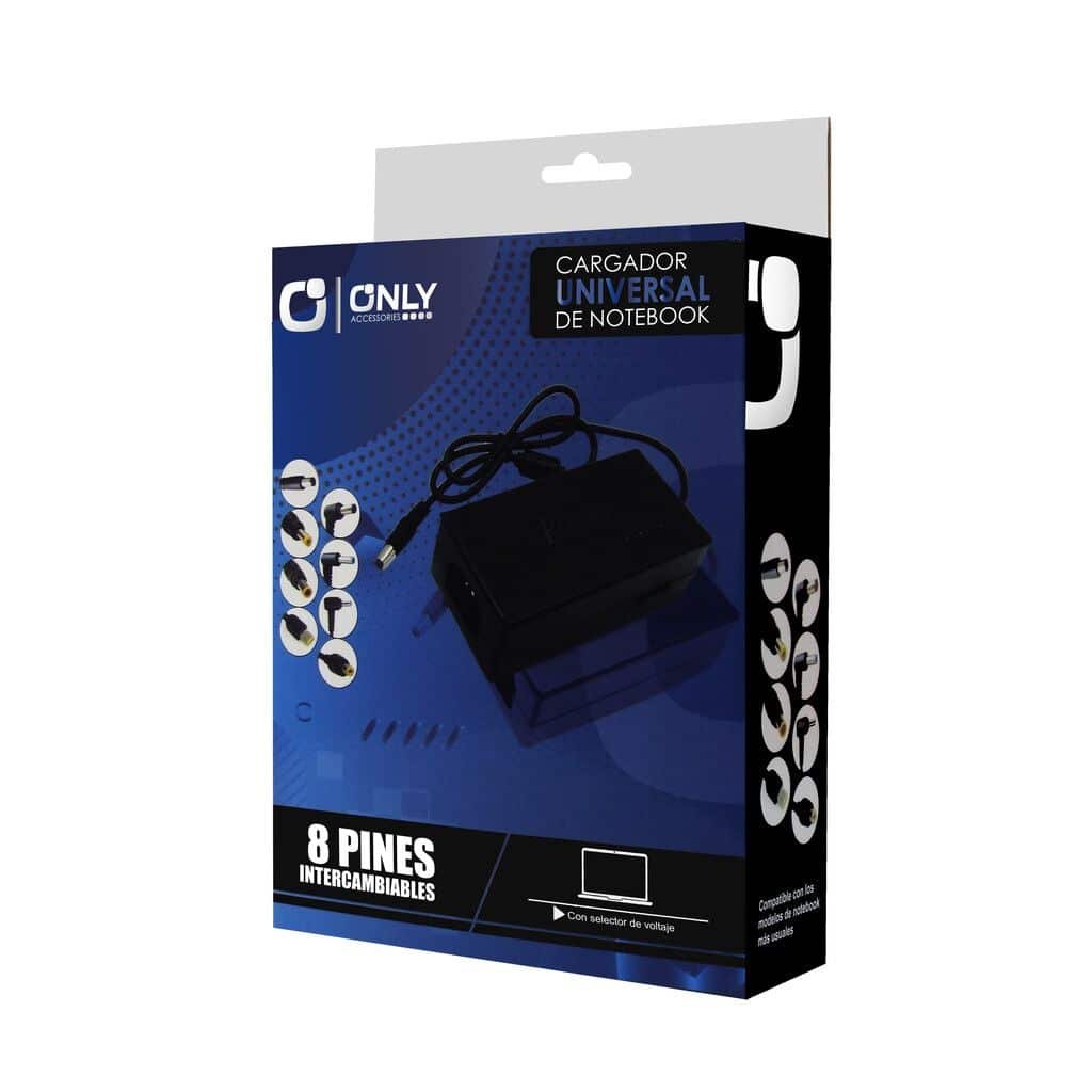 Cargador Universal P/ Notebook - ONLY C/ Selector de Voltaje - 8 Puntas Intercambiables