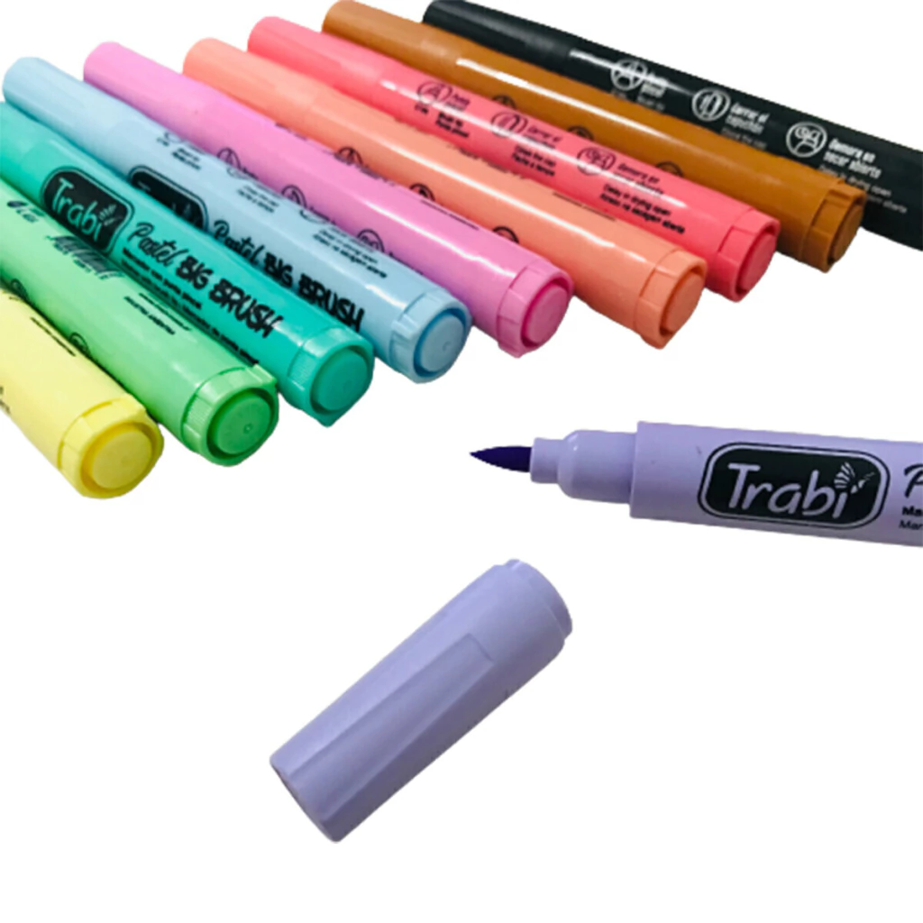 Marcadores BIG BRUSH // Pastel x 10 // Trabi Punta Pincel (GRUESOS)