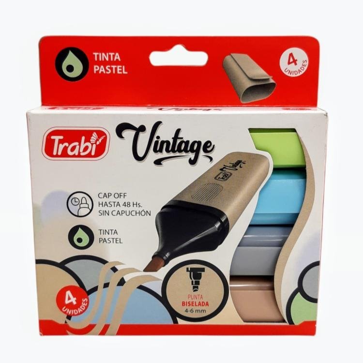 Caja Resaltadores Trabi * Vintage Pastel x 4 * Chatos