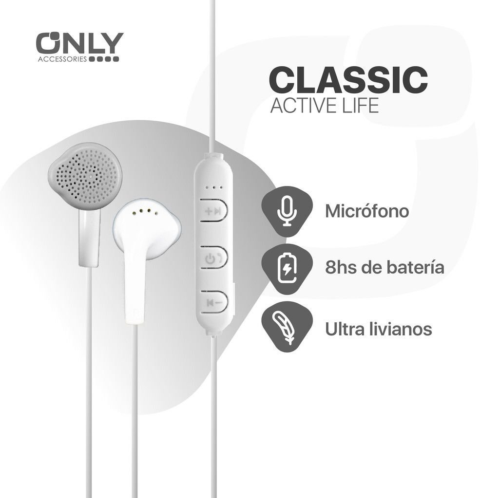 Auriculares Inalámbricos ONLY * BLANCOS ESTILO SAMSUNG * Bluetooth CLASSIC MOD 86