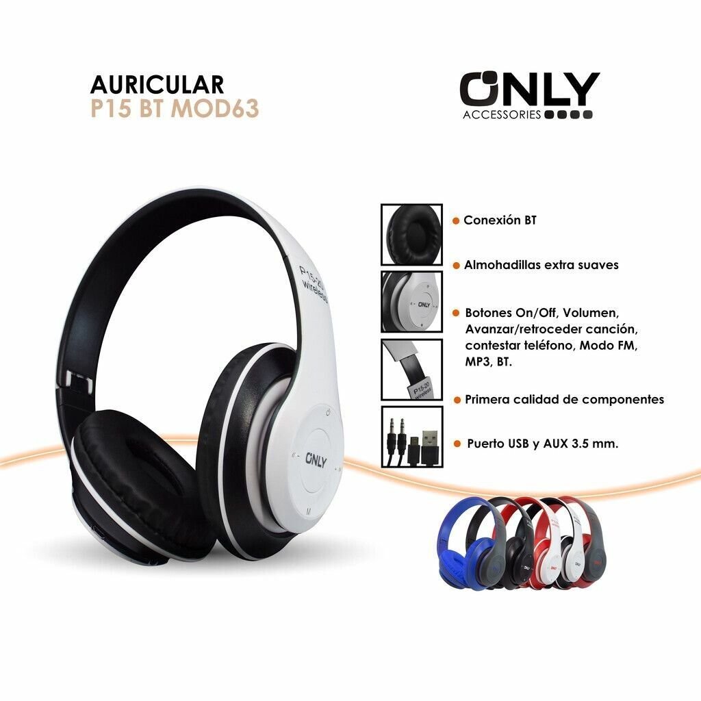 Auriculares Inalámbricos * ONLY P15 Negro * Bluetooth (Premium)