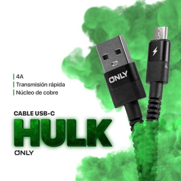 Cable USB V8 REFORZADO * XAEA HULK * - Carga Ultra Rapida - 1 mts 4A Micro Usb (Entelado)