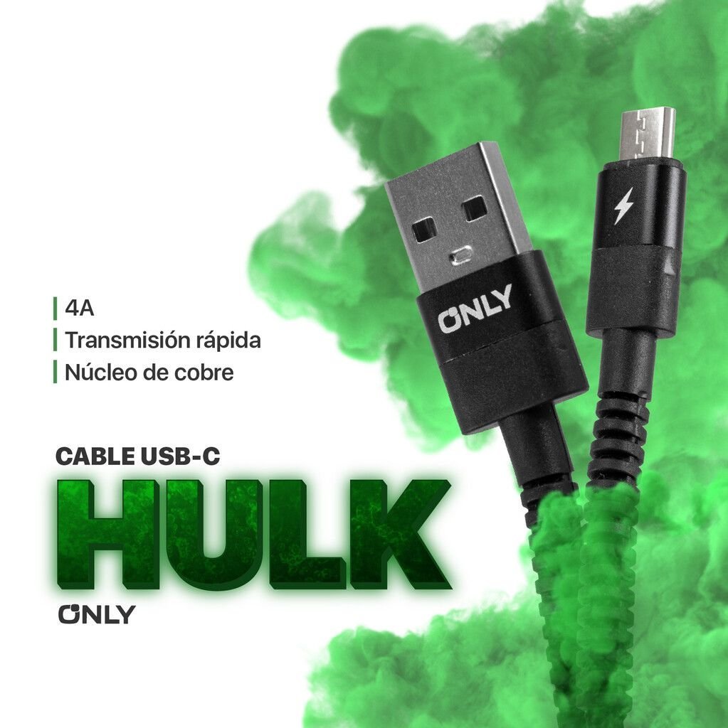 Cable USB Tipo " C " REFORZADO * XAEA HULK * - Carga Ultra Rapida - 1 mts 4 A (Entelado)