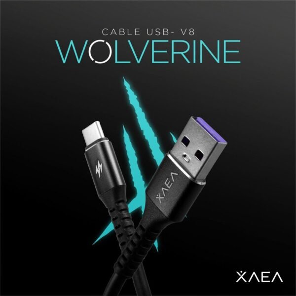 Cable USB * XAEA WOLVERINE V8 * - Carga Ultra Rapida - Micro USB 1 mts 4.4A (Similar al Original)